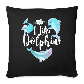 Dolphin I Like Dolphins - Sofakissenbezug 45 x 45 cm - Schwarz - Vorne