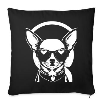 Funny Chihuahua wearing Sunglasses Chihuahuas - Sofa pillowcase 17,3'' x 17,3'' (45 x 45 cm) - black - Front
