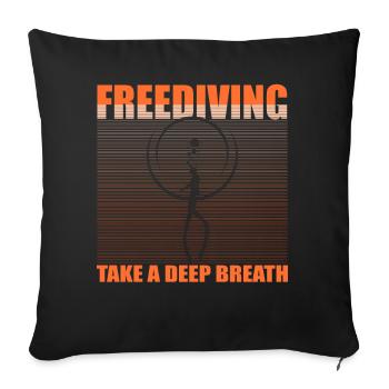 Diving, Apnea Diving, Apnea No Limit Freediving - Sofa pillowcase 17,3'' x 17,3'' (45 x 45 cm) - black - Front