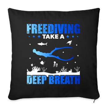 Diving, Apnea Diving, Apnea No Limit Freediving - Sofa pillowcase 17,3'' x 17,3'' (45 x 45 cm) - black - Front