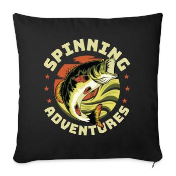 Pêche, pêcheur, pêcheur et pêche au brochet - Housse de coussin décorative 45 x 45 cm - noir - Devant