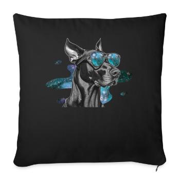 Dobermann Space Glasses Galaxy Astronomy Dog Sungl - Sofakissenbezug 45 x 45 cm - Schwarz - Vorne