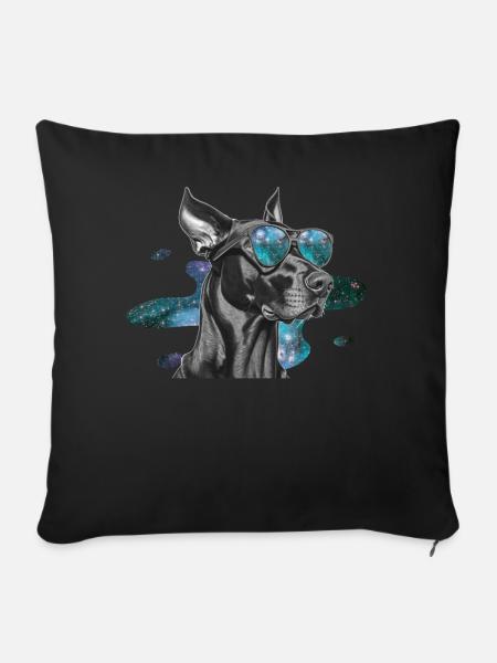 Dobermann Space Glasses Galaxy Astronomy Dog Sungl - Sofakissenbezug 45 x 45 cm - Schwarz
