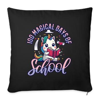 Joyeux 100 jours d’apprentissage magique - Housse de coussin décorative 45 x 45 cm - noir - Devant
