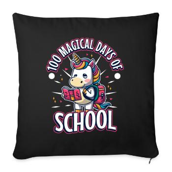 Joyeux 100 jours d’apprentissage magique - Housse de coussin décorative 45 x 45 cm - noir - Devant