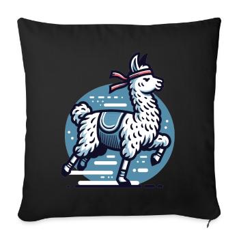 Jogger Lama: Sporty on the road - Sofa pillowcase 17,3'' x 17,3'' (45 x 45 cm) - black - Front