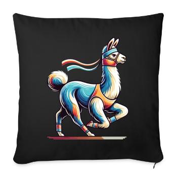 Running llama: fitness in style - Sofa pillowcase 17,3'' x 17,3'' (45 x 45 cm) - black - Front