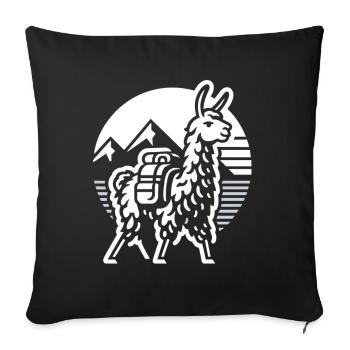 Simple Mountain Llama: Pure Adventure - Sofa pillowcase 17,3'' x 17,3'' (45 x 45 cm) - black - Front
