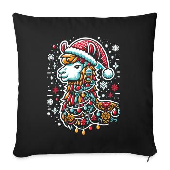 Lama de Noël : Joyeux Noël - Housse de coussin décorative 45 x 45 cm - noir - Devant