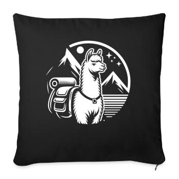 Simple hiking llama: Mountains in view - Sofa pillowcase 17,3'' x 17,3'' (45 x 45 cm) - black - Front