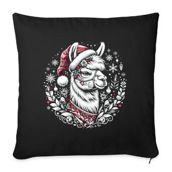 Lama dans le rêve de flocon de neige : Splendeur festive - Housse de coussin décorative 45 x 45 cm - noir - Devant