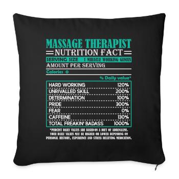 Massage Therapist Nutrition Facts - Sofa pillowcase 17,3'' x 17,3'' (45 x 45 cm) - black - Front