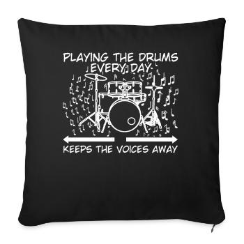 Drummer Drumsticks Drum Drumset Drums - Sofakissenbezug 45 x 45 cm - Schwarz - Vorne