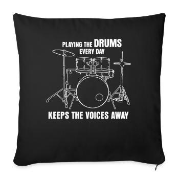 Drummer Drumset Drumsticks Drum Drums - Sofakissenbezug 45 x 45 cm - Schwarz - Vorne