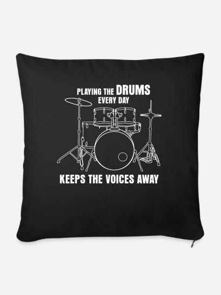 Drummer Drumset Drumsticks Drum Drums - Sofakissenbezug 45 x 45 cm - Schwarz