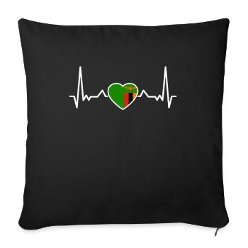 Zambia Heartbeat Zambian Flag Zambian - Sofa pillowcase 17,3'' x 17,3'' (45 x 45 cm) - black - Front