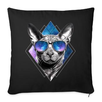 Sphinx Cat Space Glasses Galaxy Sunglasses Cat Mem - Sofakissenbezug 45 x 45 cm - Schwarz - Vorne