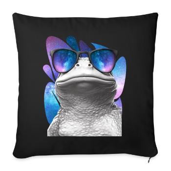 Frog Space Glasses Galaxy Sunglasses Meme - Sofakissenbezug 45 x 45 cm - Schwarz - Vorne