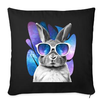 Rabbit Space Glasses Bunny Galaxy Sunglasses Meme - Sofakissenbezug 45 x 45 cm - Schwarz - Vorne