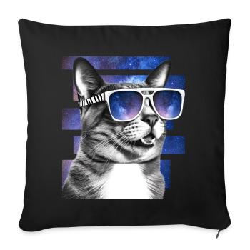 Cat Space Glasses Galaxy Sunglasses Funny Cat Meme - Sofakissenbezug 45 x 45 cm - Schwarz - Vorne