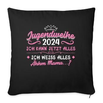 Jugendweihe 2024 Mädchen Junge - Sofakissenbezug 45 x 45 cm - Schwarz - Vorne
