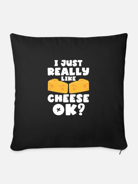 Käse Käsekuchen Essen Geschenk - Sofakissenbezug 45 x 45 cm - Schwarz