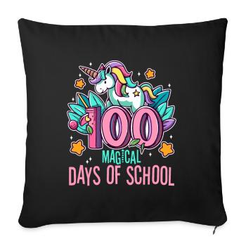 Joyeux 100 jours d'apprentissage magique - Housse de coussin décorative 45 x 45 cm - noir - Devant