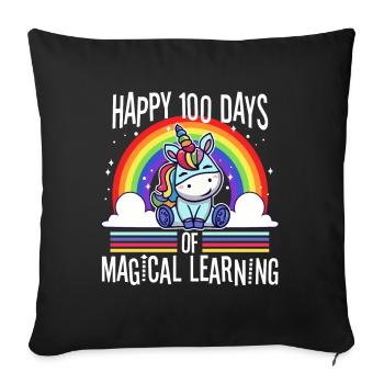 Joyeux 100 jours d’apprentissage magique - Housse de coussin décorative 45 x 45 cm - noir - Devant