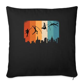 Stabhochspringer Leichtathleten Sportler Stab - Sofakissenbezug 45 x 45 cm - Schwarz - Vorne