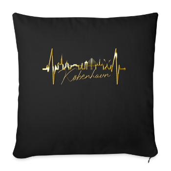 Copenhague Skyline Heartbeat Danemark Amour Hygge - Housse de coussin décorative 45 x 45 cm - noir - Devant