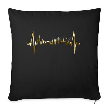 Copenhague Skyline Heartbeat Danemark Amour Hygge - Housse de coussin décorative 45 x 45 cm - noir - Devant