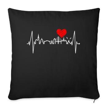 Copenhague Skyline Heartbeat Danemark Amour Hygge - Housse de coussin décorative 45 x 45 cm - noir - Devant