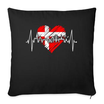 Copenhague Skyline Heartbeat Danemark Amour Hygge - Housse de coussin décorative 45 x 45 cm - noir - Devant