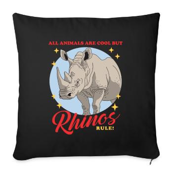 Rhino Rhinoceros Rhinos Gift - Sofa pillowcase 17,3'' x 17,3'' (45 x 45 cm) - black - Front