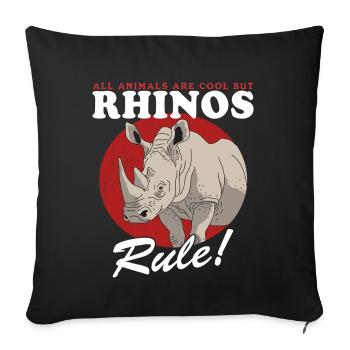 Rhino Rhinos Rhinoceros Gift - Sofa pillowcase 17,3'' x 17,3'' (45 x 45 cm) - black - Front