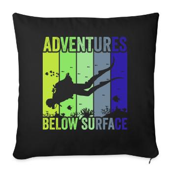 Plongée sous-marine, Plongée sous-marine, Vacances en mer - Housse de coussin décorative 45 x 45 cm - noir - Devant