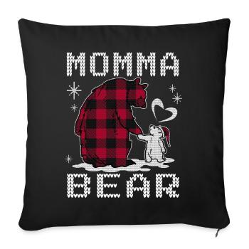 Maman ours - Housse de coussin décorative 45 x 45 cm - noir - Devant