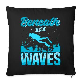 Plongée sous-marine, Plongée sous-marine, Vacances en mer - Housse de coussin décorative 45 x 45 cm - noir - Devant