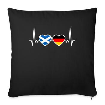 Drapeau de l’Écosse et de l’Allemagne Heartbeat - Housse de coussin décorative 45 x 45 cm - noir - Devant