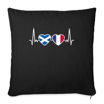 Scotland France Vintage Heartbeat Flag - Sofa pillowcase 17,3'' x 17,3'' (45 x 45 cm) - black - Front