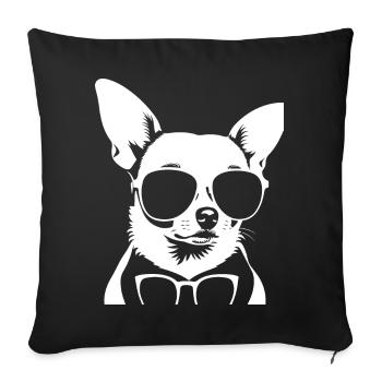 Lustiger Chihuahua mit Sonnenbrille Chihuahuas - Sofakissenbezug 45 x 45 cm - Schwarz - Vorne