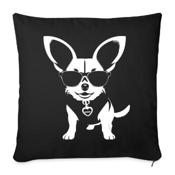 Lustiger Chihuahua mit Sonnenbrille Chihuahuas - Sofakissenbezug 45 x 45 cm - Schwarz - Vorne