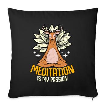 Meditation Is My Passion Yoga Meditate Deer Lover - Sofa pillowcase 17,3'' x 17,3'' (45 x 45 cm) - black - Front