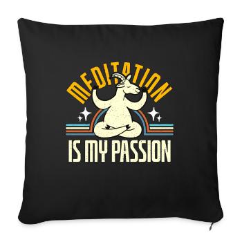 Meditation Is My Passion Spiritual Yoga Goat Lover - Sofa pillowcase 17,3'' x 17,3'' (45 x 45 cm) - black - Front