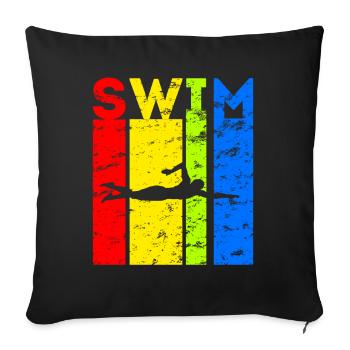 Nageur Natation Natation Design Vintage - Housse de coussin décorative 45 x 45 cm - noir - Devant