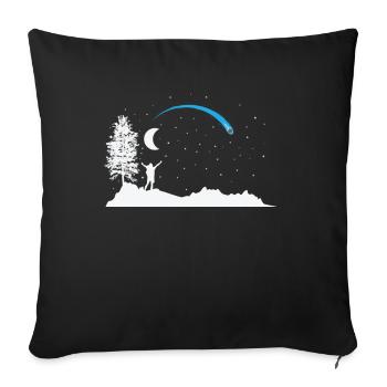 Étoile filante avec lune dans le ciel - Housse de coussin décorative 45 x 45 cm - noir - Devant