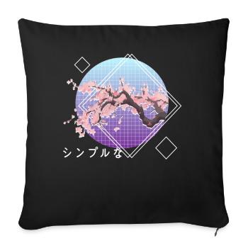 Lofi Aesthetic Sakura Cherry Blossom Tree Japanese - Sofakissenbezug 45 x 45 cm - Schwarz - Vorne