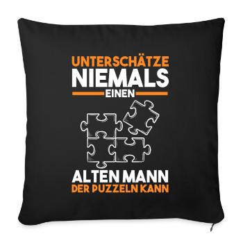 Puzzlefan Puzzler Puzzleteile Puzzle - Sofakissenbezug 45 x 45 cm - Schwarz - Vorne