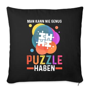 Puzzlefan Puzzler Puzzleteile Puzzle - Sofakissenbezug 45 x 45 cm - Schwarz - Vorne
