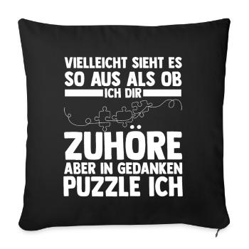 Puzzlefan Puzzler Puzzleteile Puzzle - Sofakissenbezug 45 x 45 cm - Schwarz - Vorne
